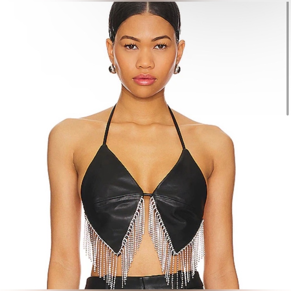 NBD Danica leather halter top NWT